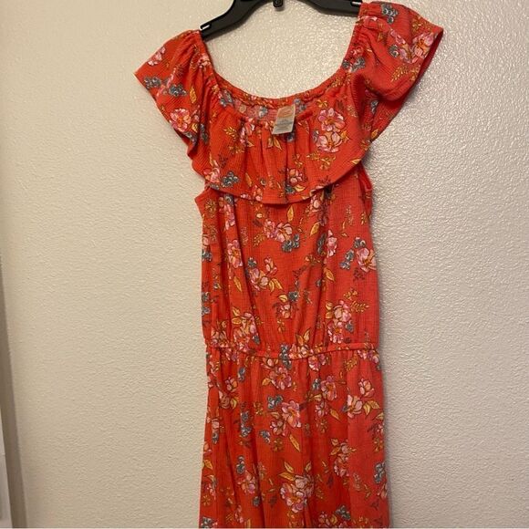 Wonder Nation Tropical floral ruffle off shoulder Jumpsuit Romper comfort 10-12 - Picture 4 of 9
